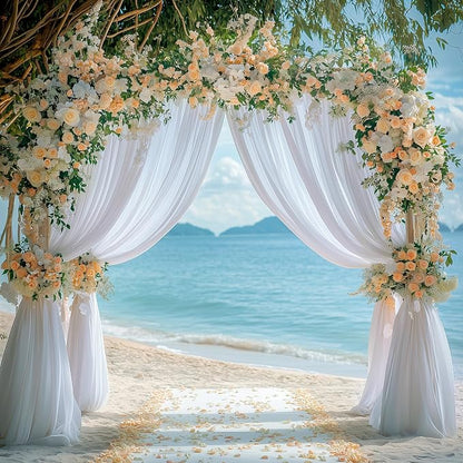 White Backdrop Curtain for Parties Backdrop Drapes, 4 Panel 5x8FT - Image 6