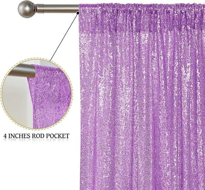 Sugargirl Lavender Purple Sequin Backdrop Curtain 6 Panels 2FTx8FT Glitter - Image 4