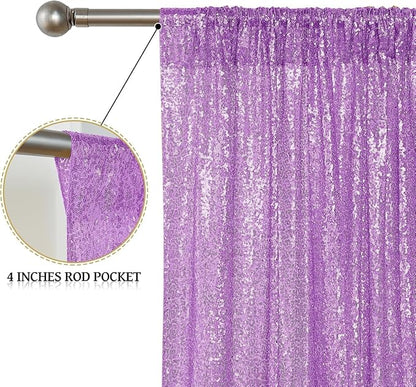 Sugargirl Lavender Purple Sequin Backdrop Curtain 4FTx8FT Glitter Lavender - Image 4
