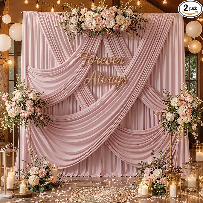 12ft x 10ft Dusty Pink Backdrop Curtains by CO-AVE