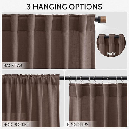 Cappuccino Linen Curtains 90 Inch Long 2 Panels Set - Image 3