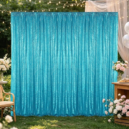 Hahuho Turquoise Sequin Backdrop Curtain, Party Decoration（1 Panels, 4FT x 8FT - Image 5
