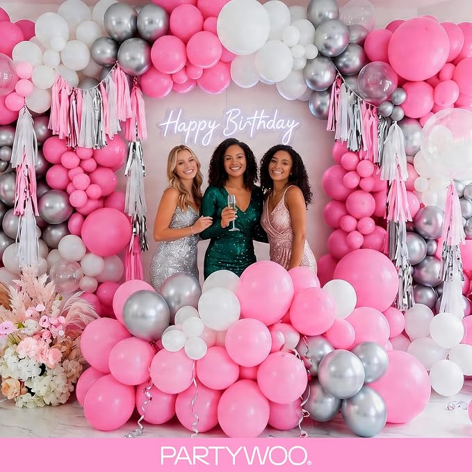 PartyWoo Pink Balloons 130pcs Matte Pink Different Sizes 18 12 10 5 Inch | - Image 5