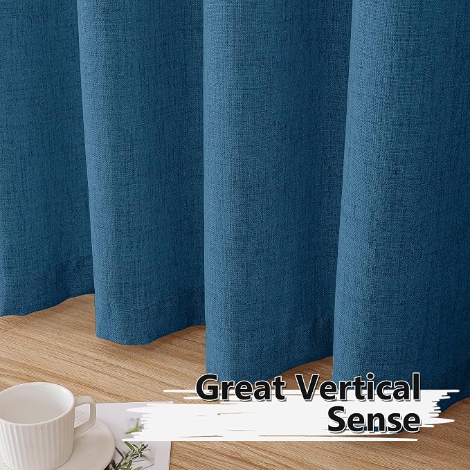 Tollpiz Short Linen Curtains Living Room Rod Pocket Semi Sheer Curtain Burlap - Image 4
