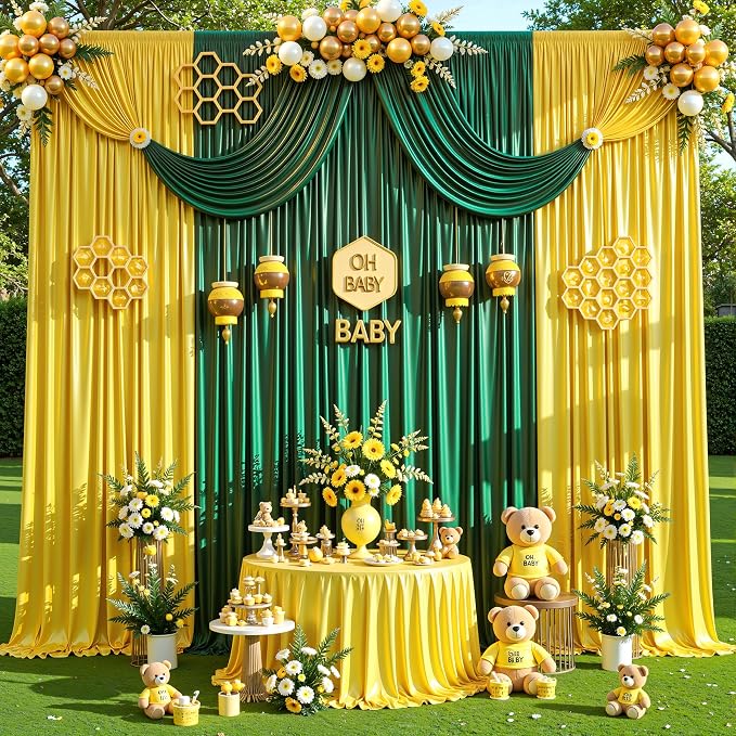 20x10ft Dark Green Glitter Backdrop Curtain - Image 8