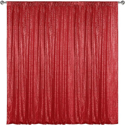 Sugargirl Red Sequin Backdrop Curtain 10FTx10FT Glitter Red Background Drapes by Sugargirl