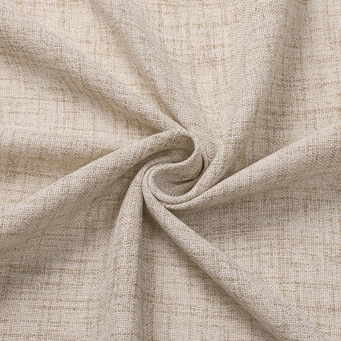 Tollpiz Linen Curtains Living Room Rod Pocket Semi Sheer Curtain Burlap Light - Image 9