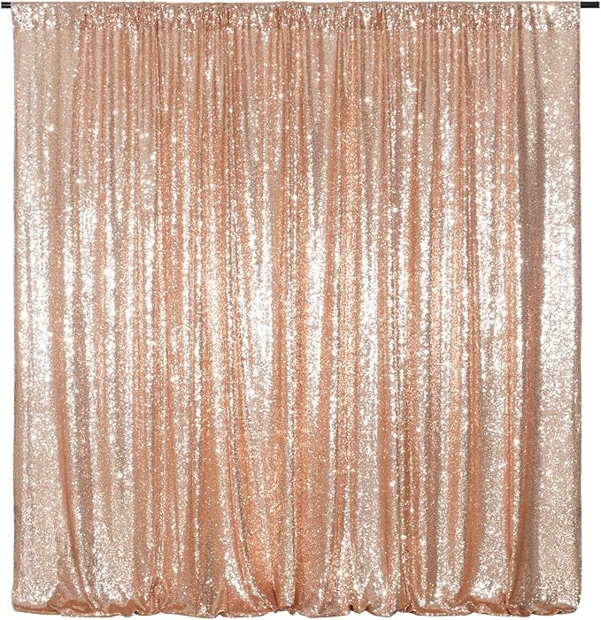 Poise3EHome Rose Gold Sequin Backdrop, 8FT x 10FT Sequin Photography Backdrop by Poise3EHome