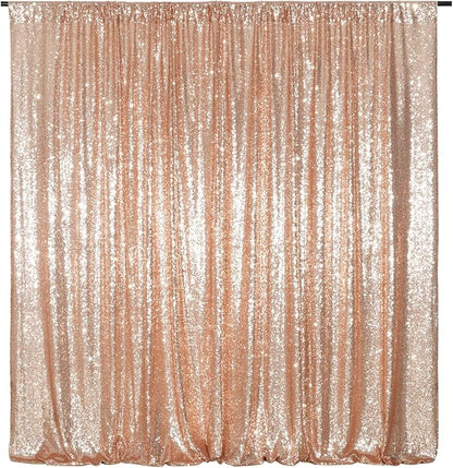 Poise3EHome Rose Gold Sequin Backdrop, 8FT x 10FT Sequin Photography Backdrop by Poise3EHome