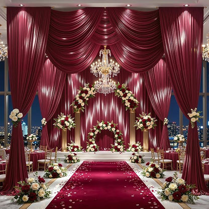 40x10ft Burgundy Glitter Backdrop Curtain - Image 3