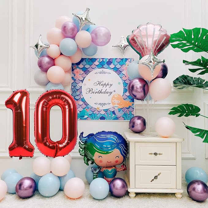 1pc Red Balloon, 40 Inch Number 10 Foil, - Image 2