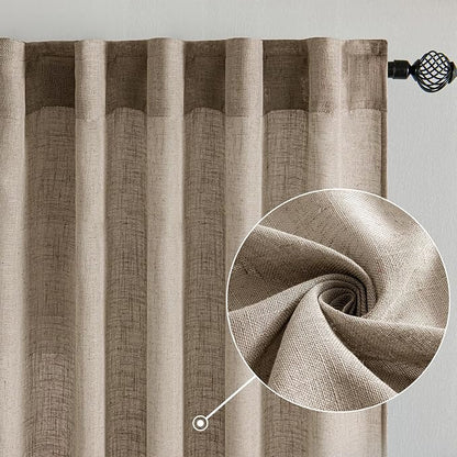 MIULEE Taupe Grey Linen Curtains 52x90 Inch Long 2 Panels - Image 2