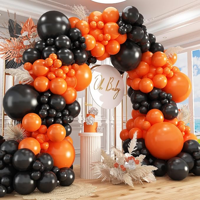 Black and Orange Balloons Garland Arch Kit by PAXILE