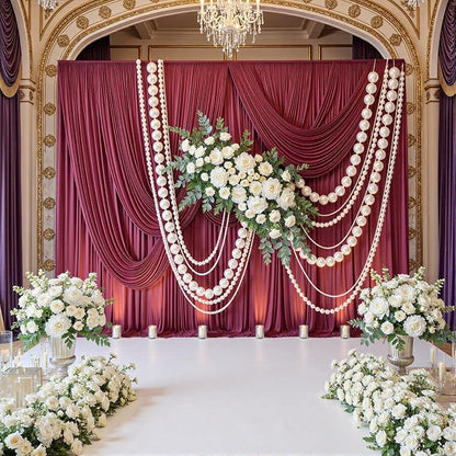 30ft x 10ft Maroon Backdrop Curtains - Image 3