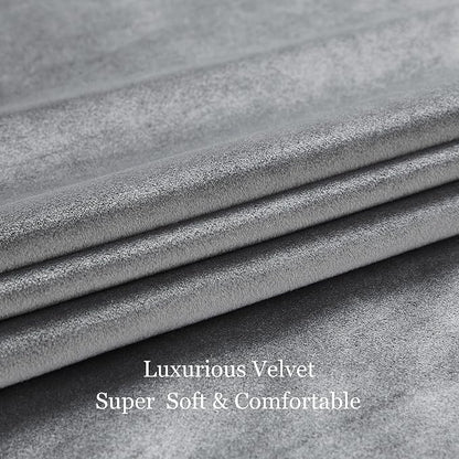 BULBUL Velvet Grey Blackout Curtains 90 inch Long - Image 5