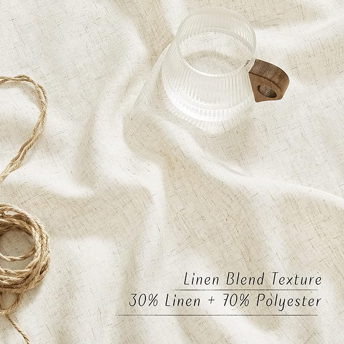 NICETOWN Linen Flax Semi Sheer Curtains 72" Length, Grommet Window Treatments - Image 4