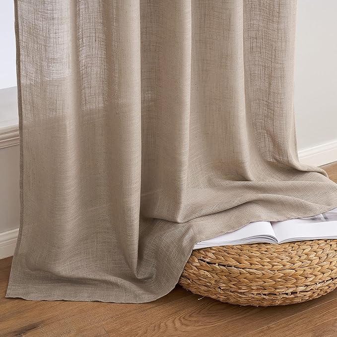 MIULEE Taupe Linen Curtains 37x90 Inch Long 2 Panel - Image 7