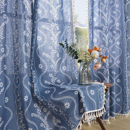 Schweek Blue Floral Curtains 63 Inches 2 Panels Length by Schweek