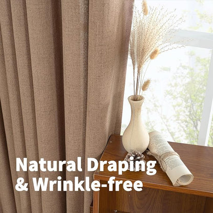 YoungsTex Mocha Brown Linen Curtains 84 Inch Length - Image 6