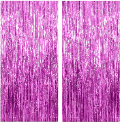 2 Pack Hot Pink Backdrop Curtain Party Streamers Hot Pink Birthday Decorations by KEJ