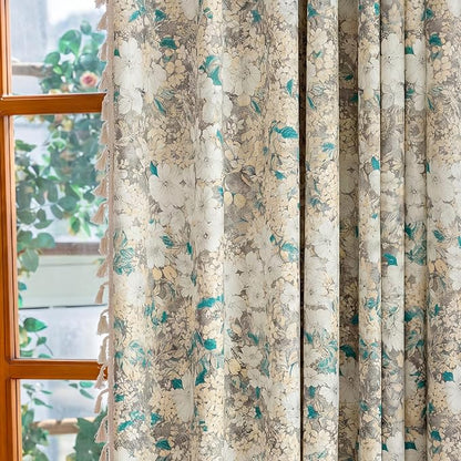 Floral Semi Sheer Rod Pocket 84 Inch Curtains 2 Panels - Image 5
