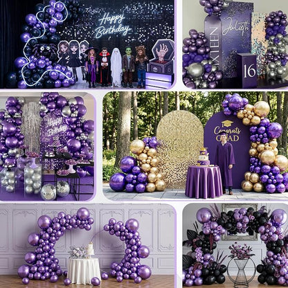 Metallic Purple Balloons 50Pack 12 Inch Chrome Purple Latex Party Balloons - Image 8