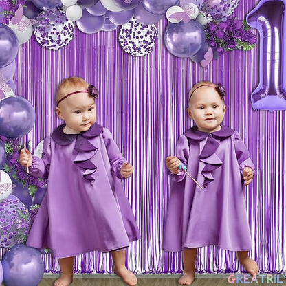 Purple Tinsel Fringe Party Backdrop - Image 7