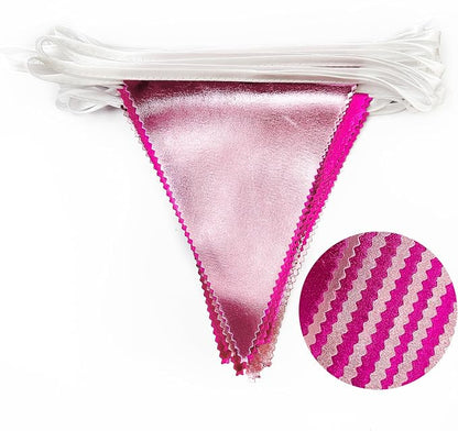 Hot Pink Party Decorations Metallic Fabric Gradient Pink Triangle Pennant - Image 3