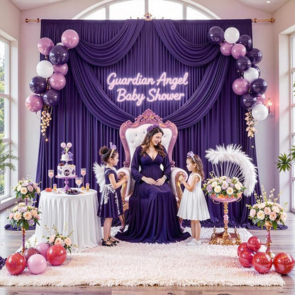 30 ft x 10 ft Wrinkle Free Purple Backdrop Curtain - Image 5