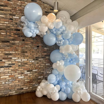 Pastel Blue and White Balloons, 12 Inch 35PCS Light Baby Blue Pearl White - Image 4