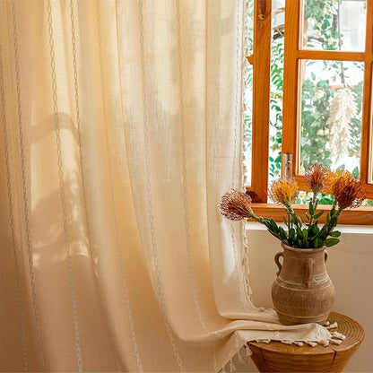 Sutuo Home Boho Curtains for Bedroom Dining Room Kitchen, Light Filtering Linen by SutuoHome