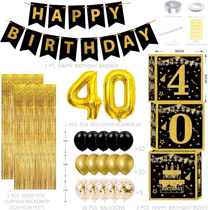 Gold 40th birthday decorations for men - Image 2
