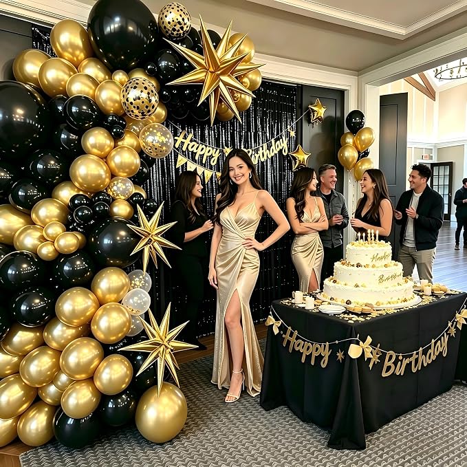 Black and Gold Balloon Garland Arch Kit | Party Decorations - Image 2