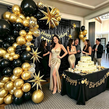 Black and Gold Balloon Garland Arch Kit | Party Decorations - Image 2