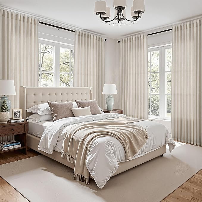 Extra Long Warm Beige Linen Curtains 120 Inch - Image 5