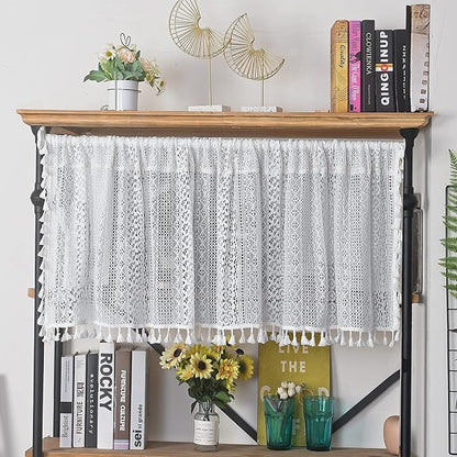 Sutuo Home Boho Sheer Curtain Valance Tier Crochet Lace - Image 6