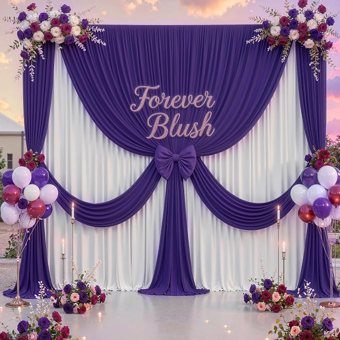 10 ft x 10 ft Wrinkle Free Purple Backdrop Curtain - Image 9