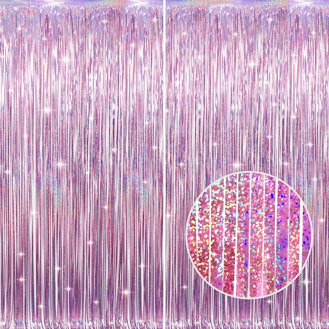 GOER 2 Pack 3.2 ft x 8.2 ft Metallic Tinsel Foil Fringe Curtains Party Photo by GOER