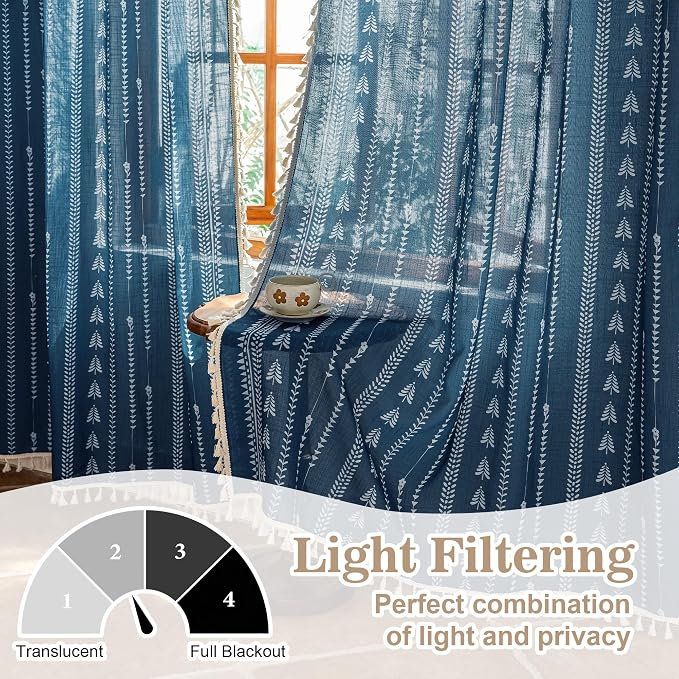 Boho Navy Blue Curtains - Image 7