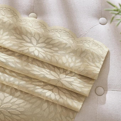 MIULEE Vintage Floral Scalloped Lace Curtains 2 Panels, Short Semi Sheer - Image 5