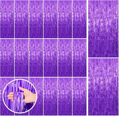20 Pack Purple Backdrop Tinsel Streamers Foil Fringe Backdrop Halloween Party by BOMSI