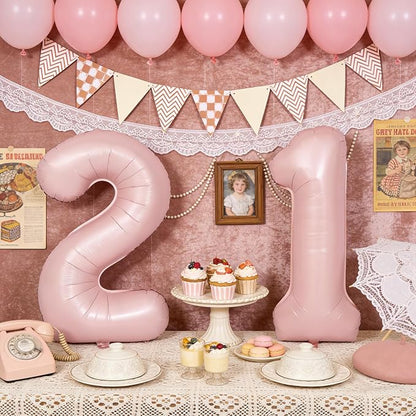 40 In Matte Pink Number Balloons Helium Foil Mylar Balloon Party Digital 11 | - Image 5