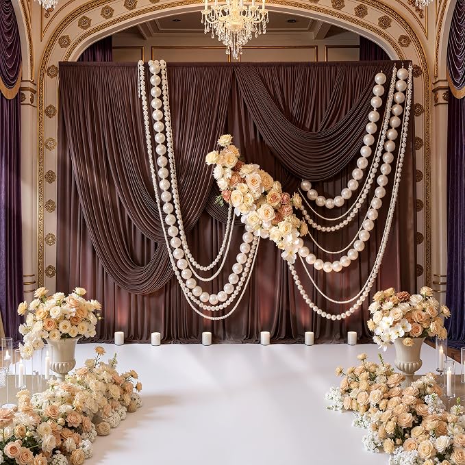 10ft x 10ft Wrinkle Free Brown Backdrop Curtains - Image 3