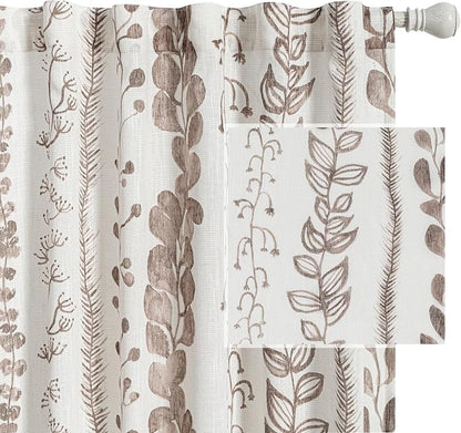 Brown Sheer Curtains 72 Inches Long 2 Panels Boho Curtains by MEETSKY