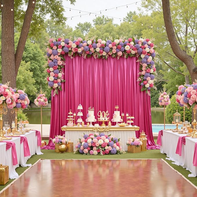 20x10ft Thick Hot Pink Glitter Backdrop Curtain Panels - Image 4