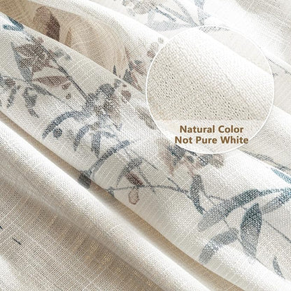MYSKY HOME Linen Sheer Window Floral Curtains Panels Light Filtering Privacy - Image 4