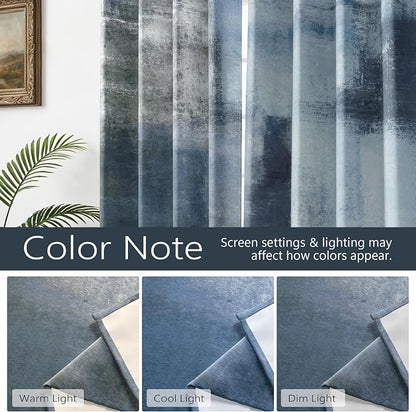 Asuexpect Dusty Blue Abstract Curtains 2 Panels Set Navy Grey Geometric Curtain - Image 4