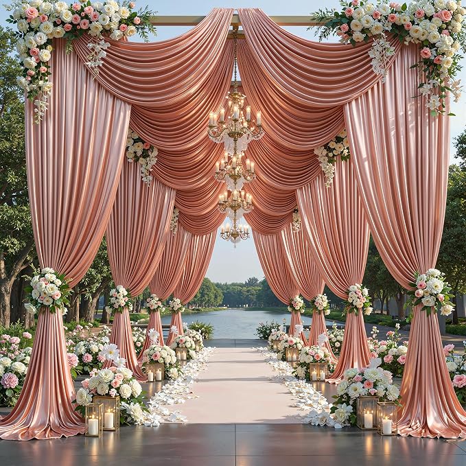 20x10ft Rose Gold Glitter Backdrop Curtain - Image 3