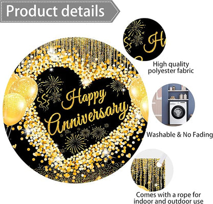 10x6 ft Floral Anniversary Backdrop Banner - Image 7