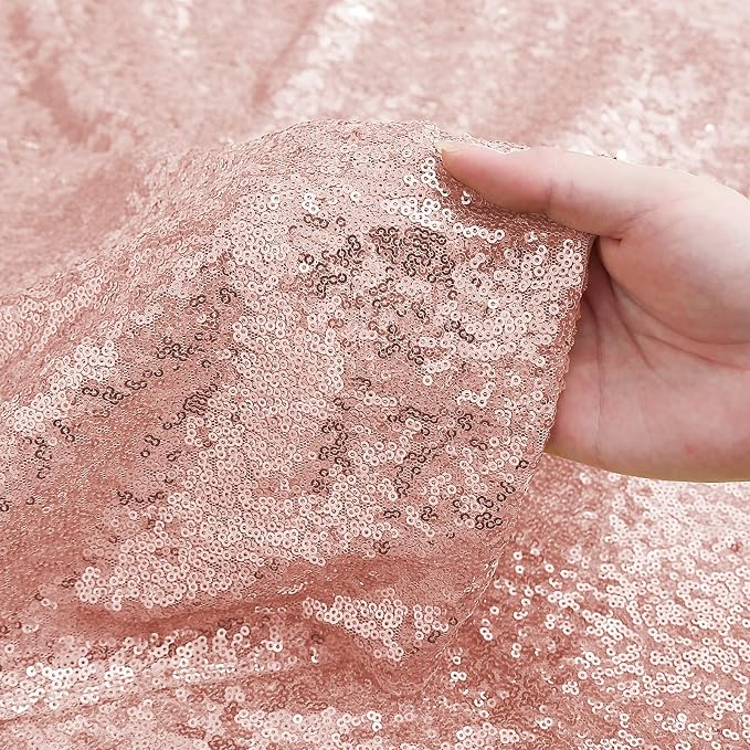 Sugargirl Rose Gold Sequin Backdrop Curtain 2 Panels 2FTx8FT Glitter Rose Gold - Image 6
